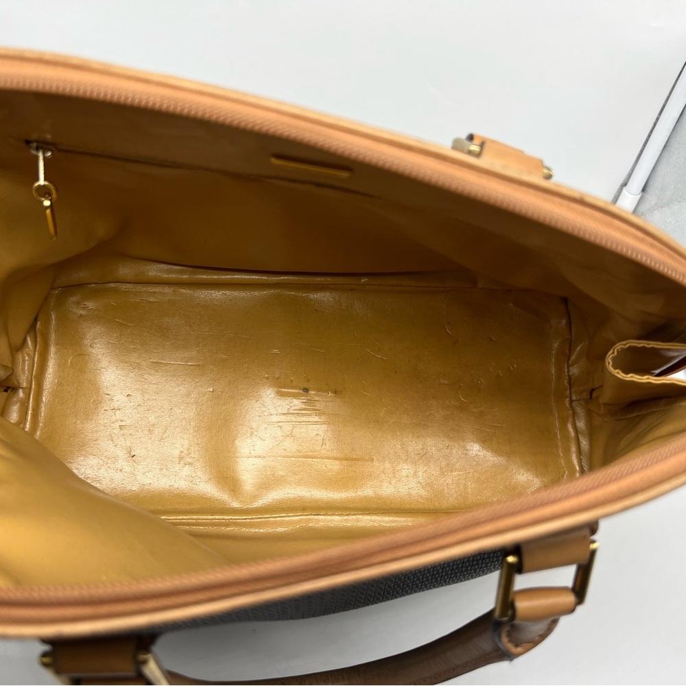 BALLY Vintage Monogram Bolide Tan Brown Leather Black Vinyl Leather Doctor Bag - Picture 10 of 14